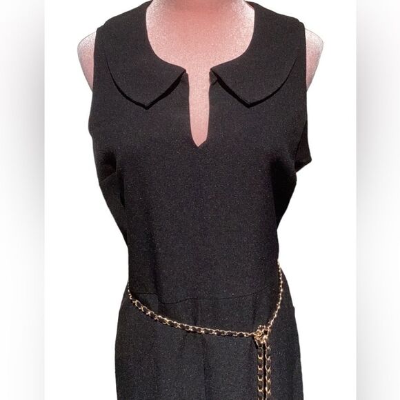 KARL LAGERFELD NWT SLEEVELESS CREPE JUMPSUIT BLACK SIZE 10 CROPPED WIDE LEG - Picture 4 of 8